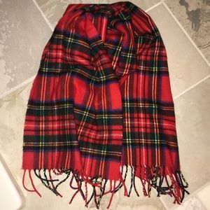 NEW Red Plaid scarf with fringe ends